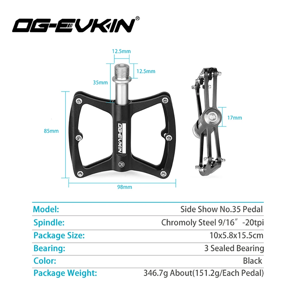 OG-EVKIN, PD-001, 3 подшипника, велосипедные педали, противоскользящие, MTB, горный велосипед, педали с герметичным подшипником, велосипедные аксессуары