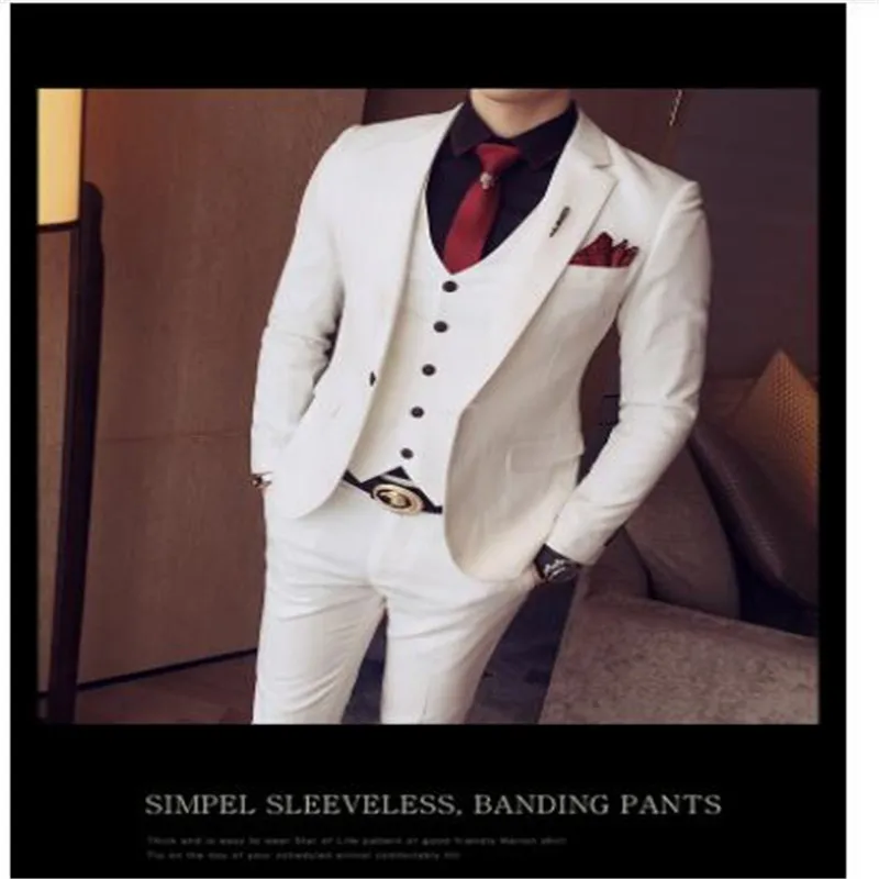 Зеленый пиджак-смокинг мужские костюмы Slim Fit 3 шт. наборы для ухода за кожей белый Стильный дизайнер Пром серый костюм Homme Mariage Smocking - Цвет: 1