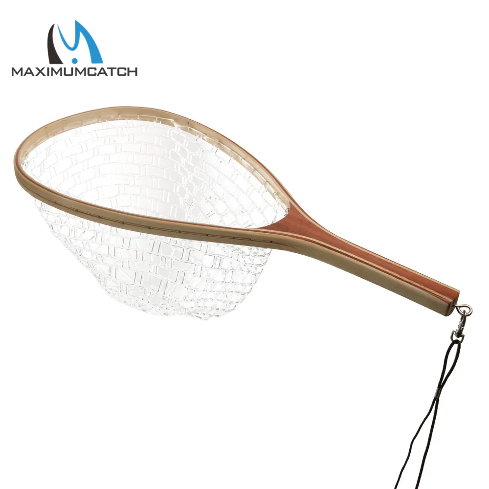 Maximumcatch New Wooden Handle Rubber Net Hand Fly Fishing Landing Netin Fishing Net from