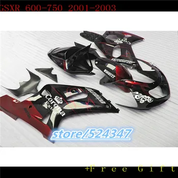 

B Custom motorcycle free package GSXR600 750 01 02 03 GSXR600 750 bacardi fairing blood-red ink black part