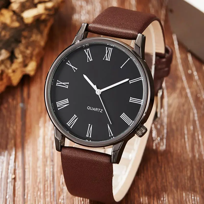 Simple Top Brand Luxury Casual Men Watch Black Steel Mens Watches