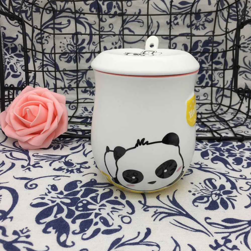 Горячая продажа Kawaii мультфильм панда кружки керамическая чашка с ложкой крышкой