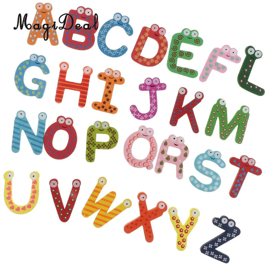 2 set Wooden Magnetic Number & Magnetic Letters A-Z Alphabet Learning Wooden Fridge Magnets Kid Educational Math Counting Toys