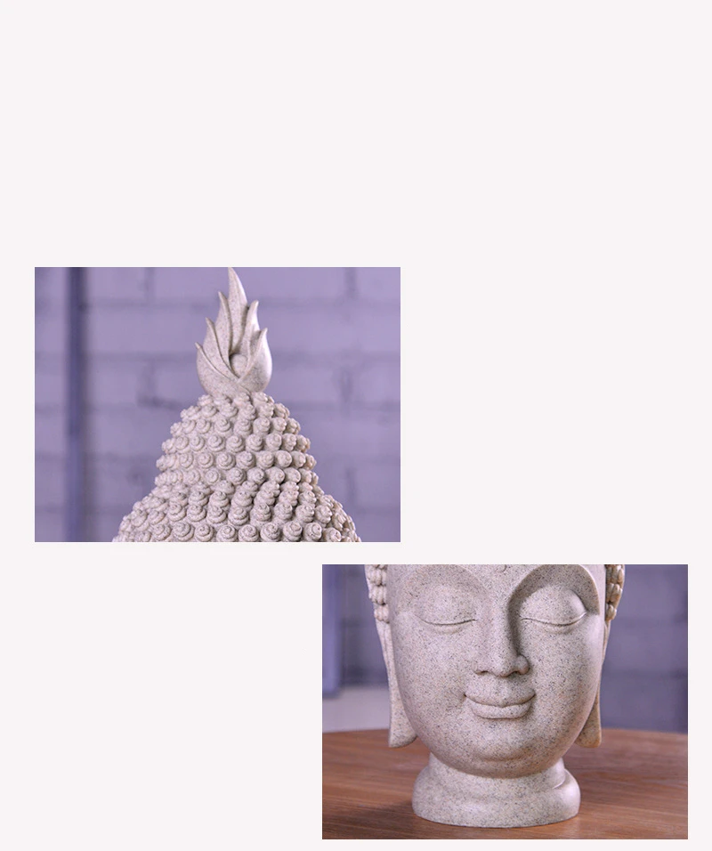 VILEAD 15,7 ''песчаник китайская статуя головы Будды Thiland статуя головы Будды Fengshui Статуэтка буддизм скульптуры домашний декор