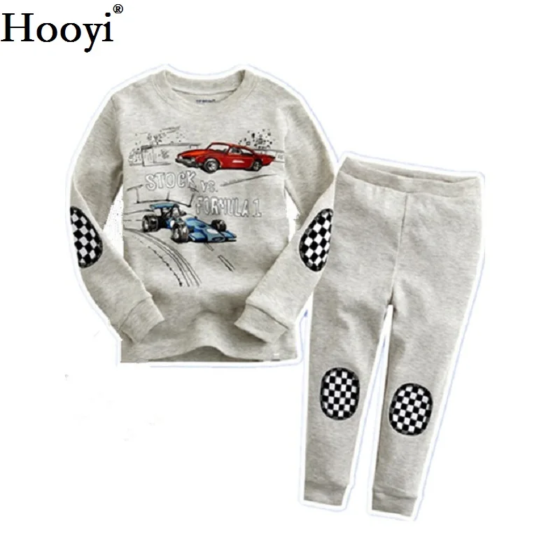 Hooyi/Синие пижамы с акулой для мальчиков, комплекты одежды, детские пижамы на осень и весну для детей 2, 3, 4, 5, 6, 7 лет, костюм для сна, хлопковые пижамы для маленьких девочек - Цвет: N15