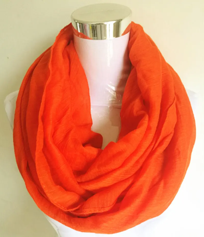 10 шт./лот новые модные удобные мягкие хлопок и полиэстер шарф Петля Твердые бесконечность шарфы для женщин аксессуары - Цвет: Orange