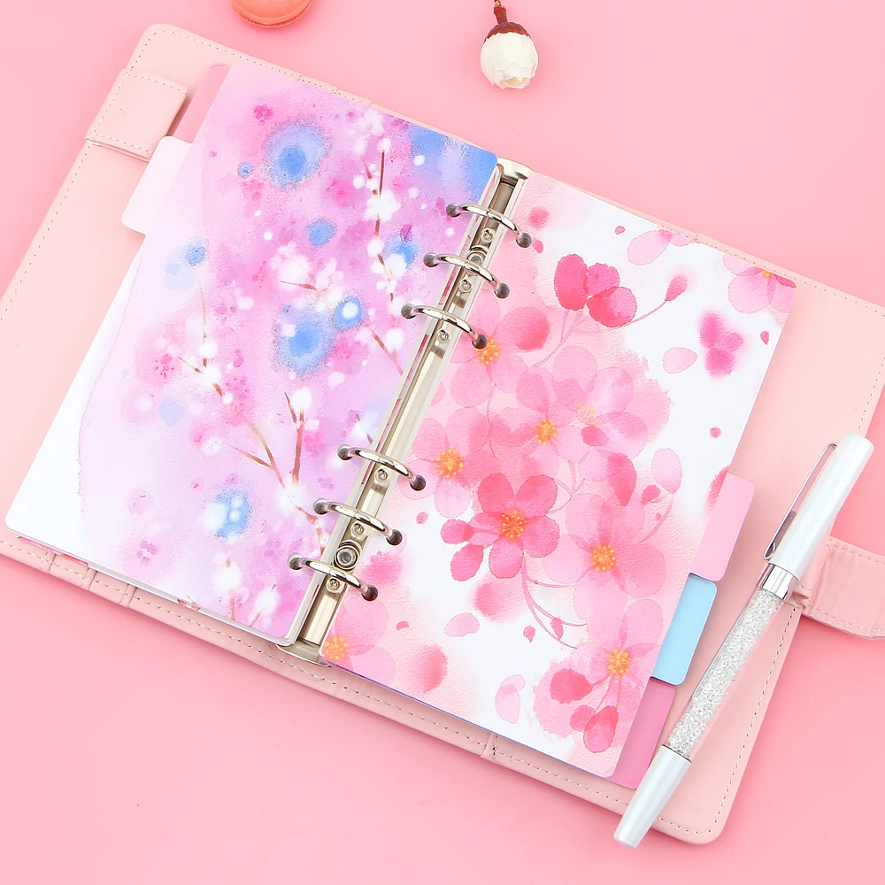 

Pink Cherry blossoms Series A5 A6 Spiral Notebook Loose Leaf Separator Pages Notebook Refill Notebook Paper Inside Pages