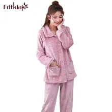 Fdfklak новая осенне-зимняя Пижама для женщин, Фланелевая пижама с длинным рукавом, женская пижама, пижама, теплый домашний костюм, Пижама для женщин