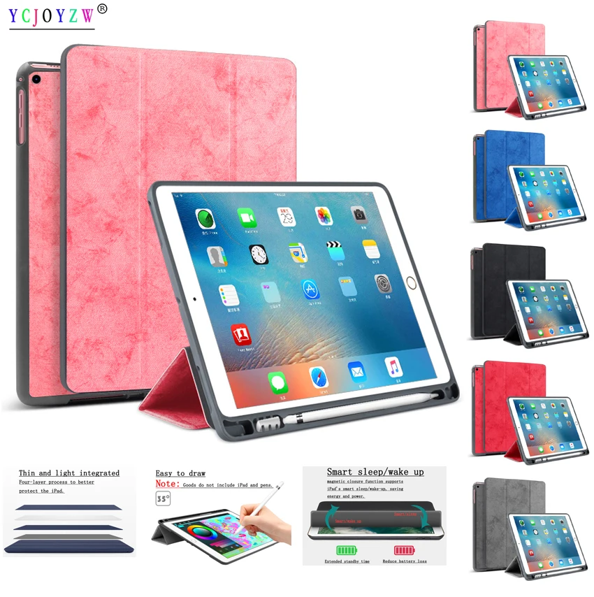 

Case For New iPad Pro 10.5 inch (2017):A1701 A1709 . PU leather+TPU soft silicone Smart Sleep Wake Tablet Pen tray case-YCJOYZW
