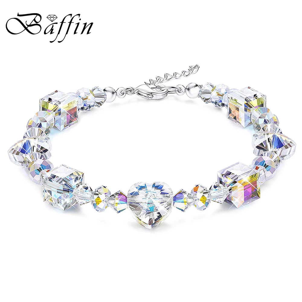 

Luxury Brand Wedding Bracelet Colorful Beads Chain Bangles Crystals From Austria Silver Color Charm Hand Jewelry Pulsera