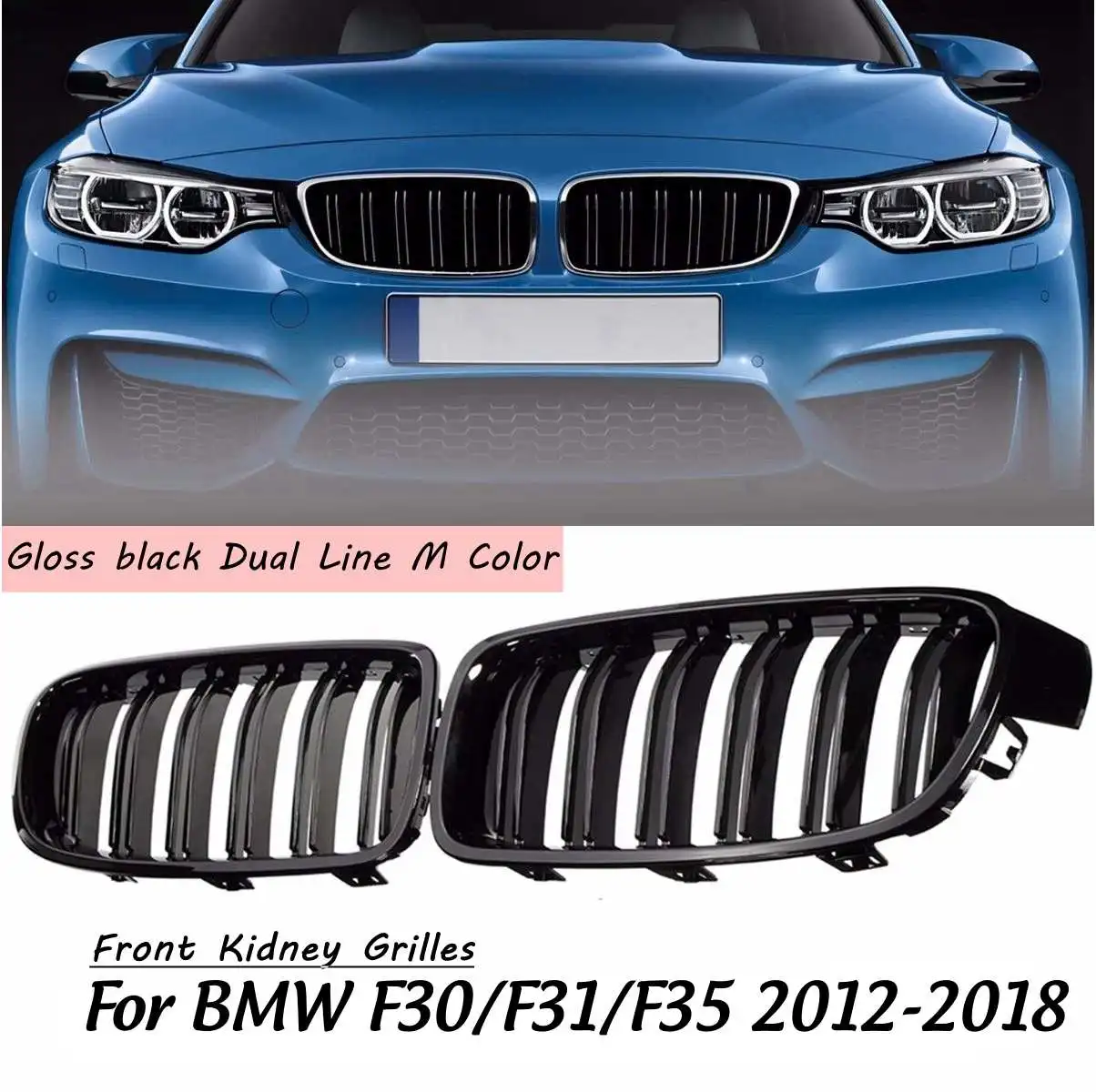 Пара спереди почек решетки гриль черный глянец для BMW F30 F31 F35 320i 328i 335i 2012 2013 автомобиля гоночные решетки