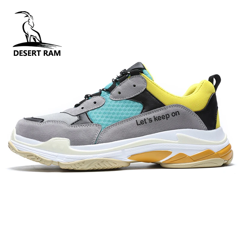 

DESERT RAM Fashion Mens Shoes Couples Big Size 39-46 Spring High Top Sneakers Men Lace-up Casual Black White Footwear Mesh Shoe