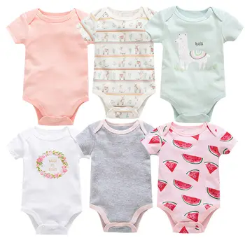 

2019 Kavkas Baby Boy Girl Clothes 3PCS Or 6PCS Short Sleeve Cotton Lovely Cartoon Kids Female Male High Quality Bodysuit