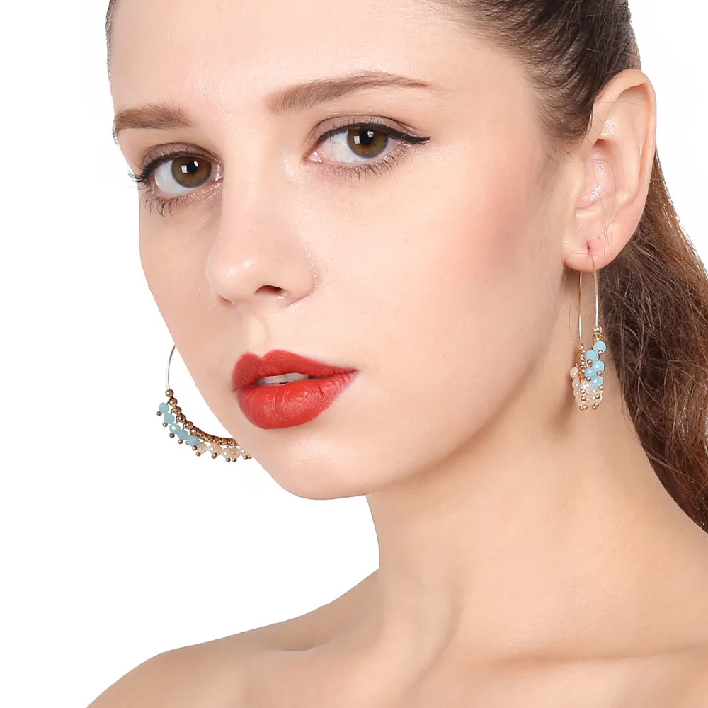 Fashion Jewelry Bohemia Earring Big Circle Earring Pearl Crystal