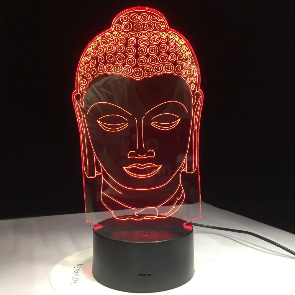Buddha Lamp Buddhism 3D LED Light USB Color Night Light Decoration ...