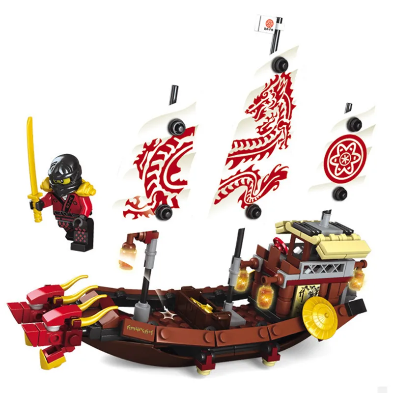 Best 207pcs 2in1 Ninja Destiny Awards Ninja Dragon Boat DIY Building Block Educational Toys For Children Compatible Legoingly Ninjago