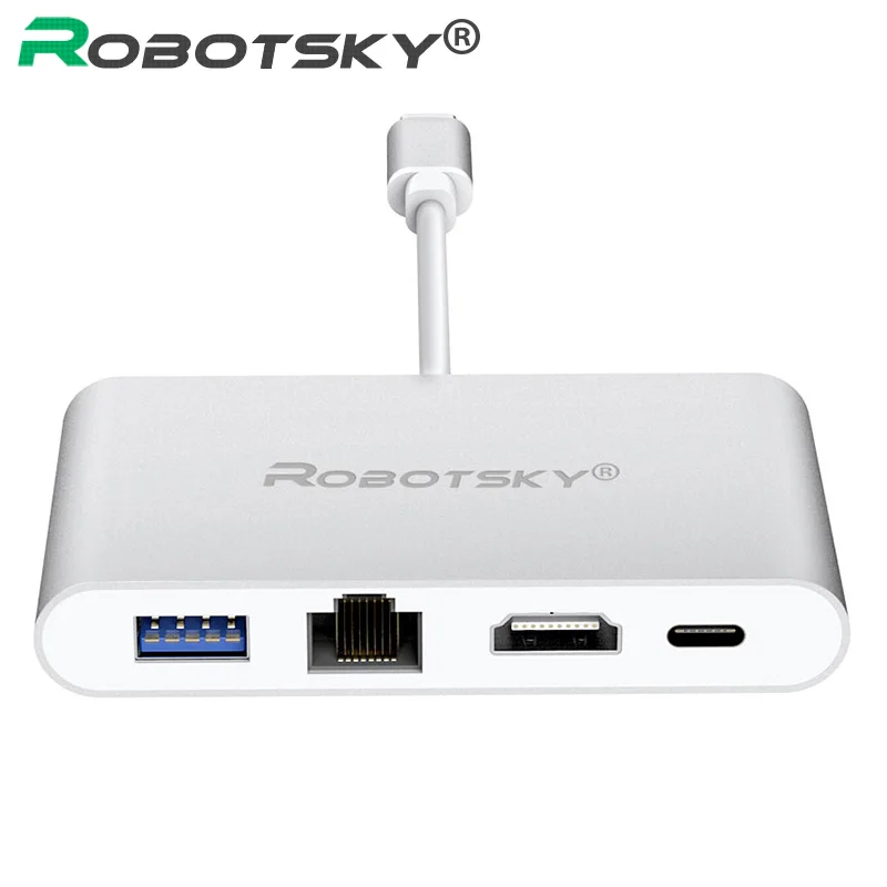 

USB-C to HDMI + Ethernet + USB 3.0 Type C/F Charging Port Adapter Converter Cable 4K UHD for Macbook PRO Monitor HDTV