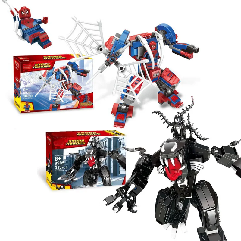 

2019 Marvel Spiderman Vs Venom Mech Building Blocks Set Bricks Toys For Children Compatible Legoingly Super Heros 76115