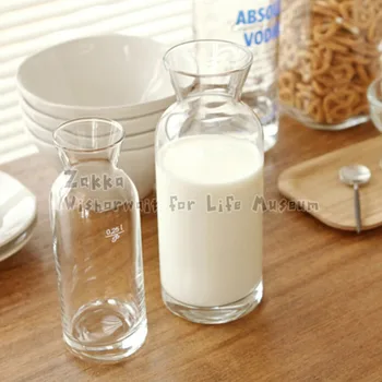 

New KEYAMA 1pcs clear glass Premium unleaded milk or water bottles juice bottles Glass flower vases Home decoration 500ml