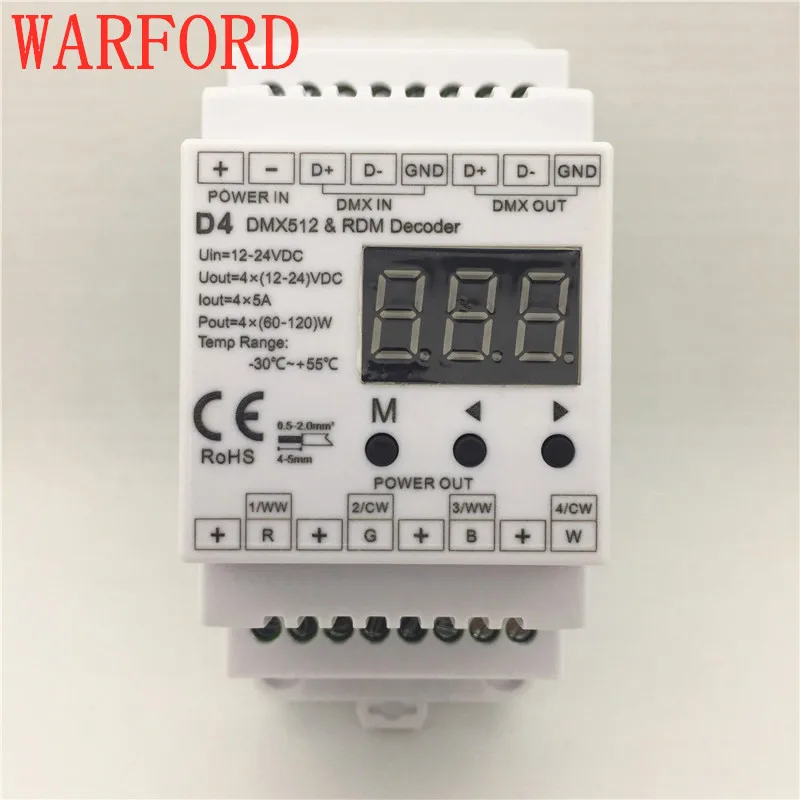 

D4 DC12V-24V 4 channel 4CH PWM constant voltage DMX decoder DMX512 LED Controller for RGB RGBW LED Strip Lights