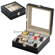 Квадратный 8 слотов PU кожа смотреть Дисплей Коробки высококлассные сплошной часы хранения Дисплей Коробки ювелирные изделия упаковка коробки для мужские часы d185