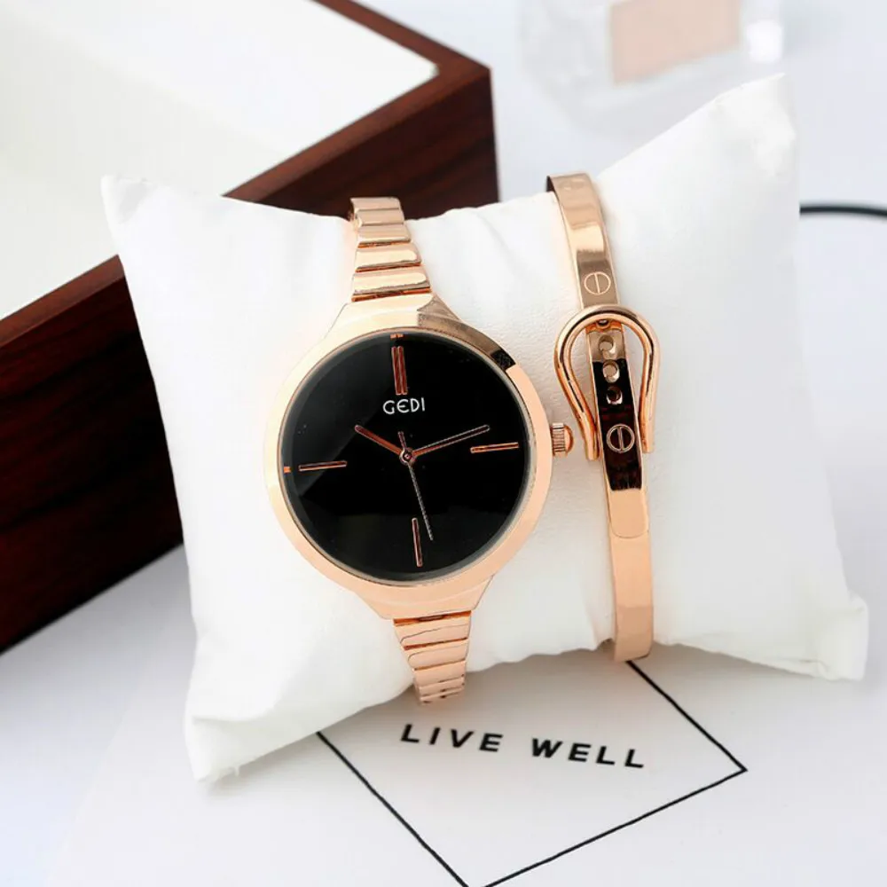 

Women Fashion Rose Gold Quartz Watch Lady Leather Watchband High Quality Casual Waterproof Wristwatch Gift for Wife 2019