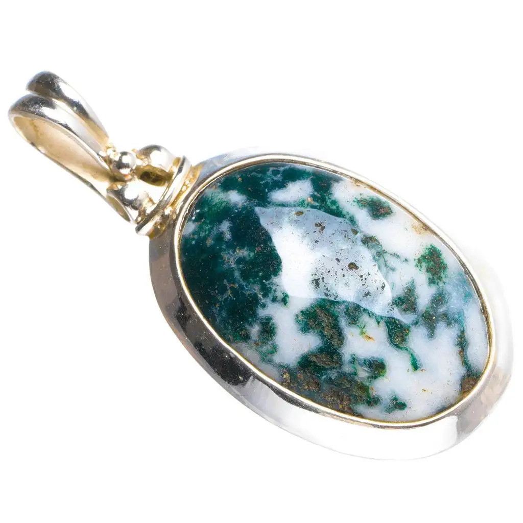 

Natural Tree Agate Handmade Unique 925 Sterling Silver Pendant 1.75" Y5124