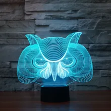 3D креативный мультфильм ночник "Сова" и лампа светодиодный 3d-ночник акриловый красочный градиент атмосферная лампа Новинка освещение