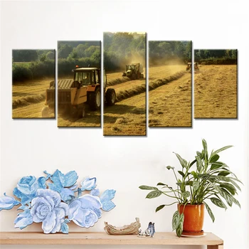 

Drop Shipping Unframed 5 Pieces Canvas Painting Harvesters In Wheat Field Modern Home Decoration Wall Decorative Painting