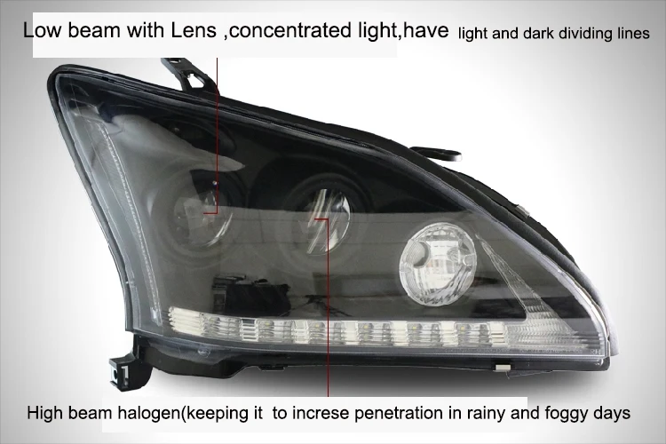 Автомобильный Стильный чехол 2004-2009 года для Lexus RX330 RX350 светодиодный фары черный корпус тюнинг чехол ксеноновая лампа все новые