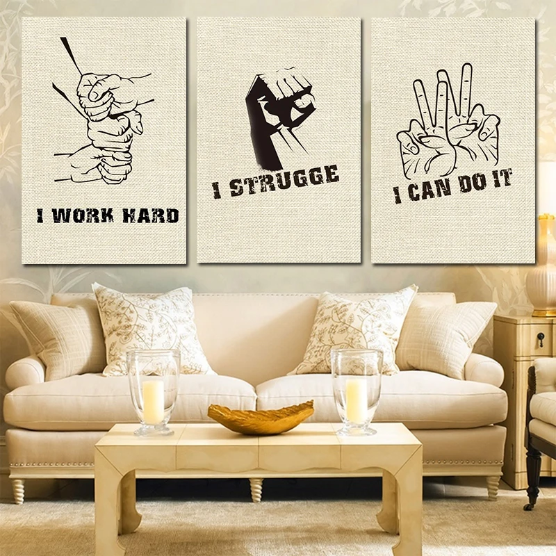 3 Piece Modern Inspirational Motivational Quote Art Canvas Painting