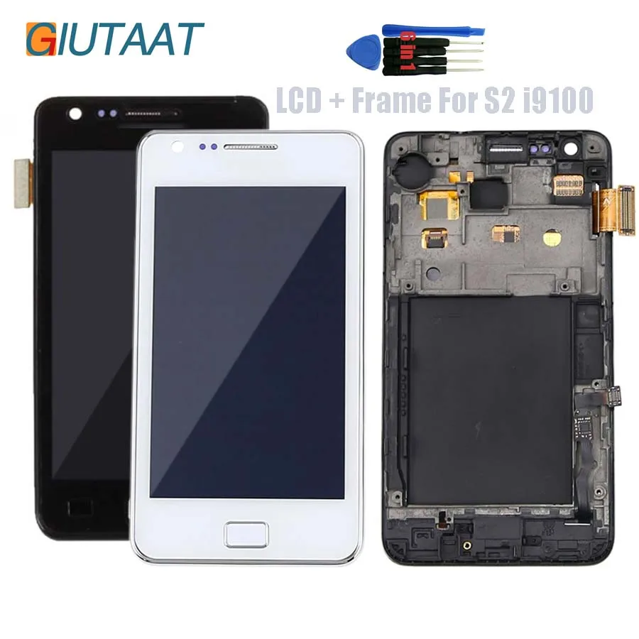 Для Samsung Galaxy SII S2 i9100 ЖК дисплей сенсорный экран дигитайзер сборка с рамкой +