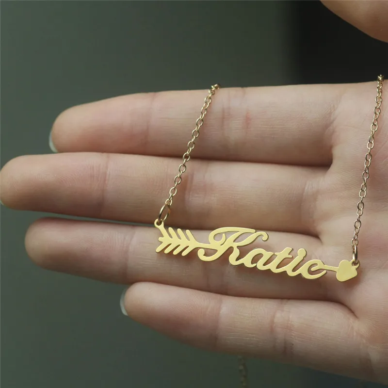 

Engraved Name Necklace Personalized Name Tag Necklace Golden Silver Minimal Necklace Women Word Jewelry Gift for Her