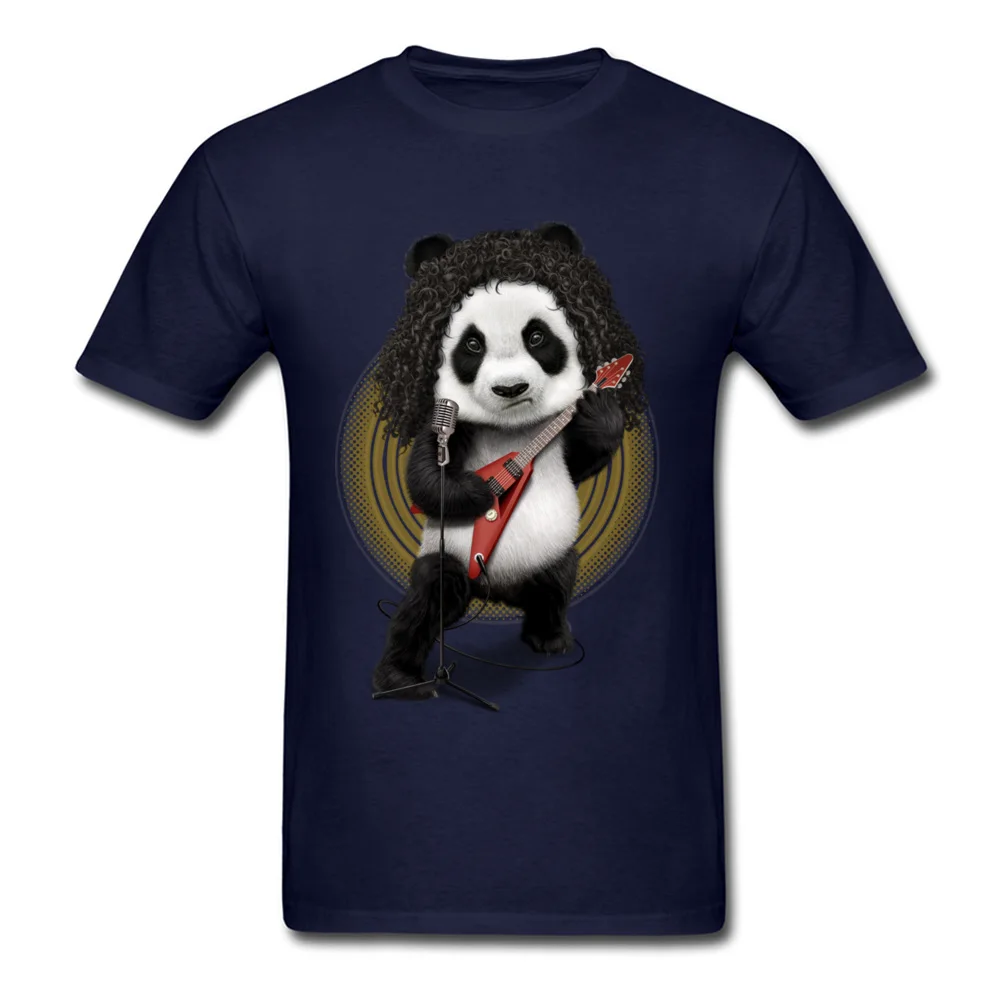 PANDA ROCKER 2017 Student Graphic Cool Tops Shirts Crewneck VALENTINE DAY Pure Cotton T-Shirt Unique Short Sleeve Clothing Shirt PANDA ROCKER 2017 navy