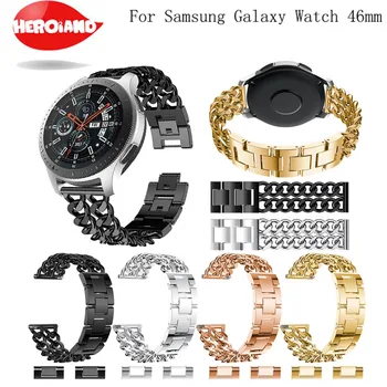 

Stainless Steel Watchband for Samsung Galaxy Watch 46mm Sports Band Curved End Strap Wrist Bracelet Silver Black