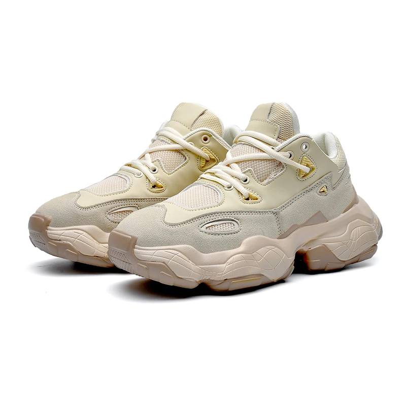 

New Baskets Femme Genuine Leather White Sneakers Women Plus Size 36-46 Designer Chunky Trainers Breathable Platform Shoes Female
