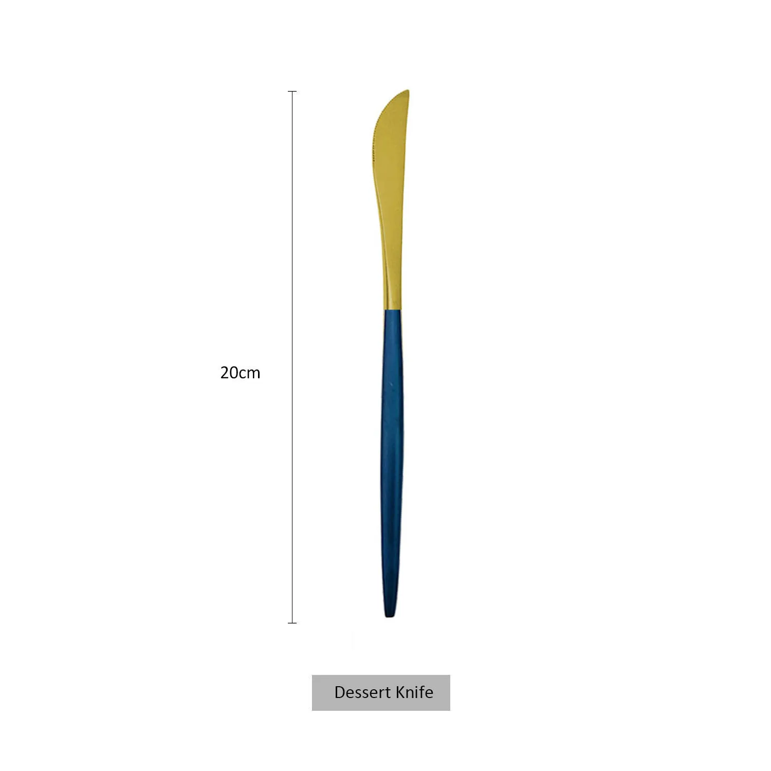 Набор корейских столовых приборов из нержавеющей стали набор столовых приборов синяя ручка золотой нож ложка Вилка кухонная посуда для дома Вечерние - Цвет: Dessert Knife