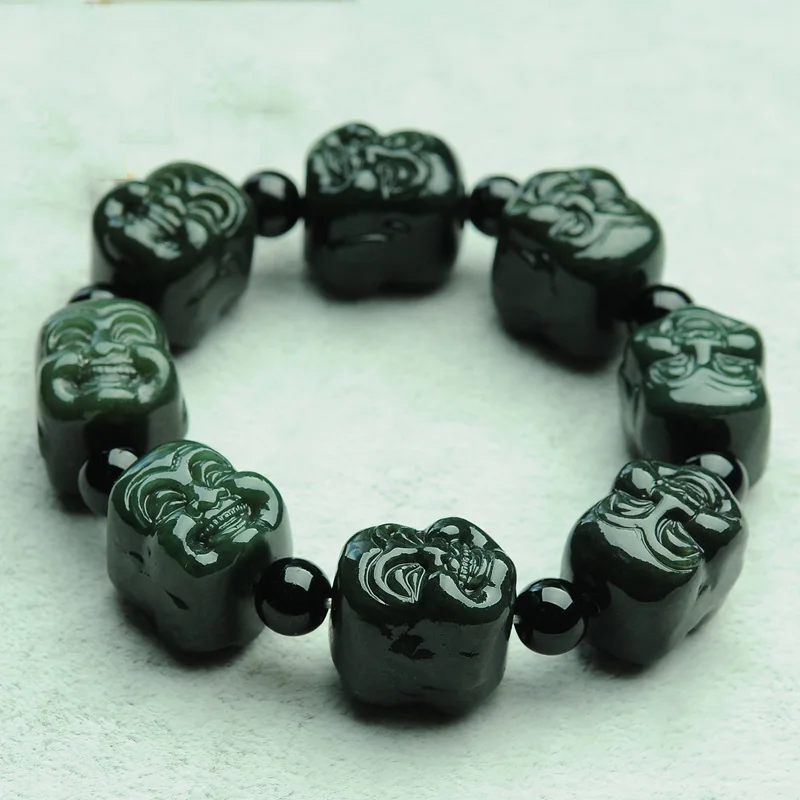 Kyszdl Genuine Natural Hetian Yu Stone Bracelet Men Buddha Head Kyszdl Genuine Natural Hetian Yu Stone Bracelet Men Buddha Head For Security And Peace Jewelry Gift In Strand Bracelets From Accessories