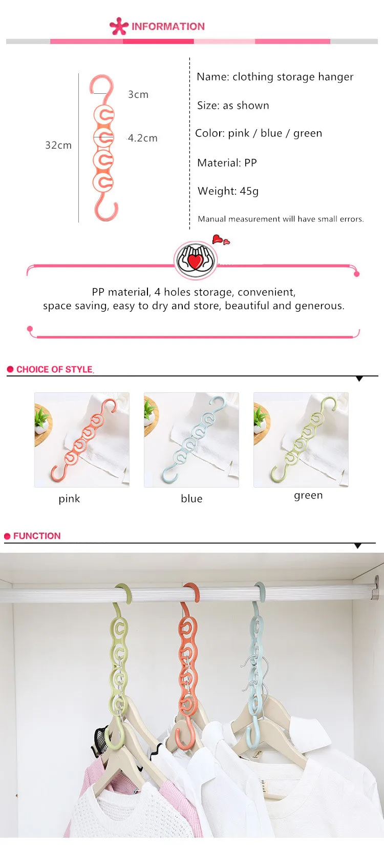 Multi-function magic magic hanger hook folding rotating storage hanger 4 holes