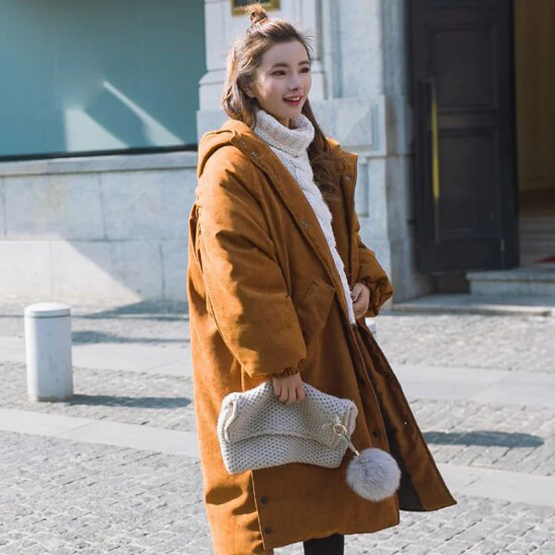 

2018 High Quality Winer Women Coat Loose Hooded Oversized Thick Warm Long Parkas Women Winter Jacket Cotton Casual Down Jacket