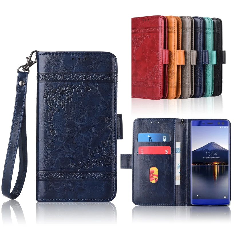 

Newest Wallet case for Doogee BL12000 (Pro) Flip case with Strap,100% special PU leather embossing flower book cover case