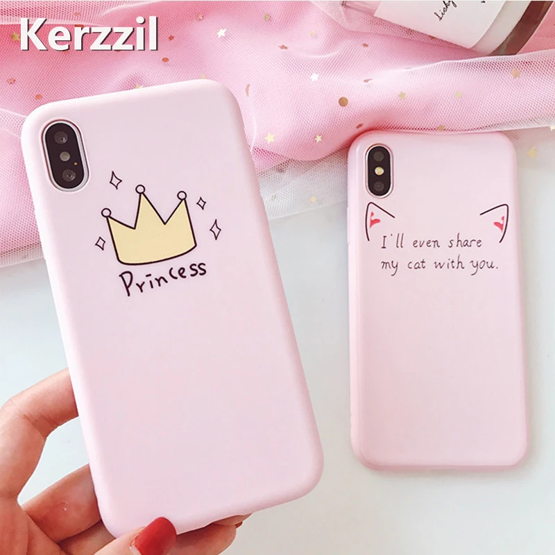 Kerzzil розовый чехол для IPhone X 7 6 S Plus 8 милый принцессы с рисунком кота Iphone 6s мягкий |