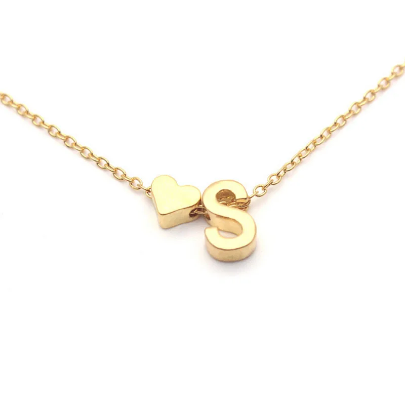 Маленькая Начальная цепочка-чокер с именем, 26 букв, кулон в виде сердца, ожерелье для женщин, колье, Женские Ювелирные изделия, подарок