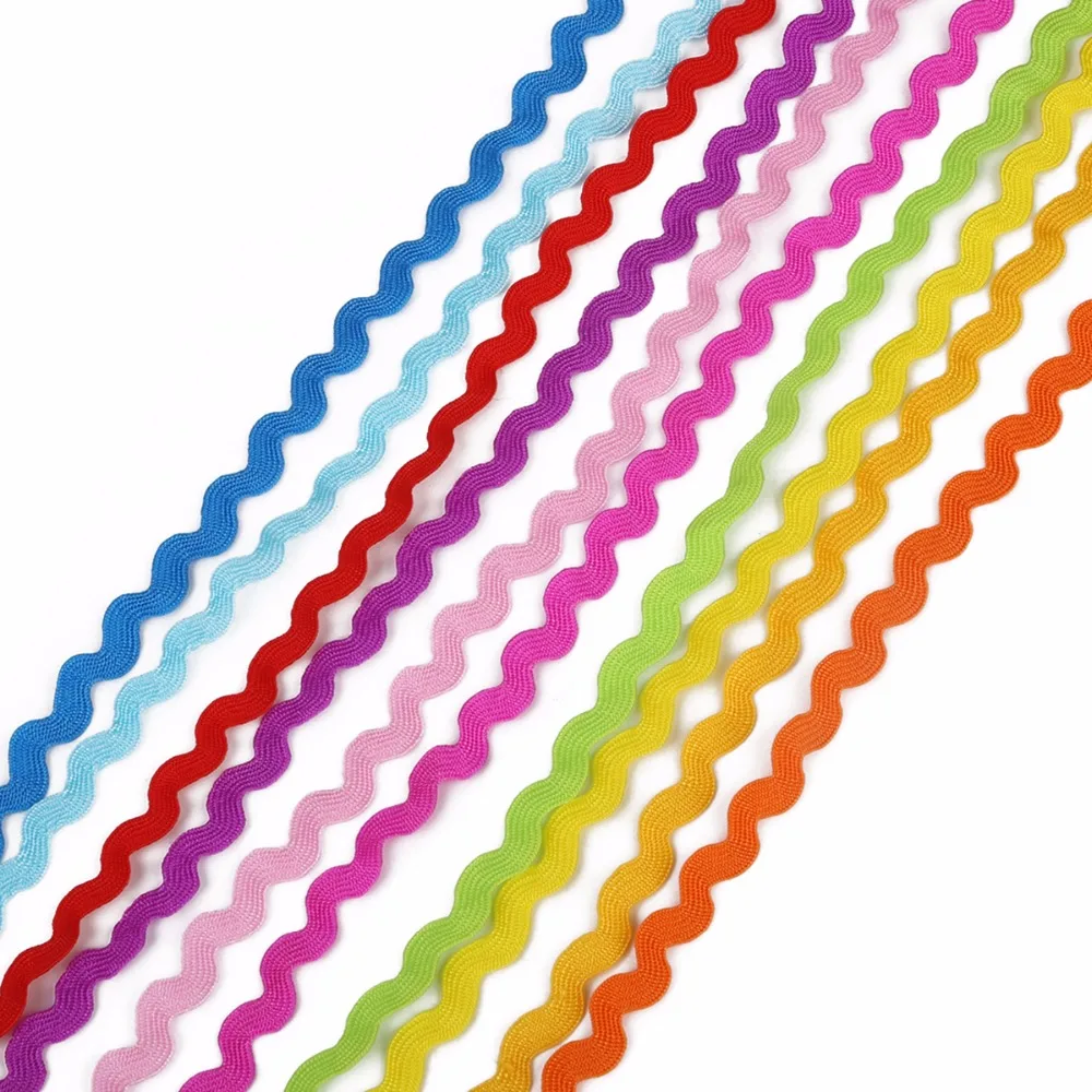 15Yard/lot 8mm Multicolor Terylene Ribbon Ric Rac Zig Zag Lace Trim Ribbon for Wedding