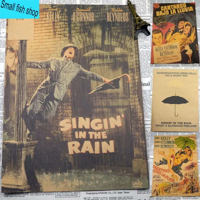 

Singin' in the Rain gather Old movie poster Home Furnishing decoration Kraft Movie Poster Drawing core Wall stickers