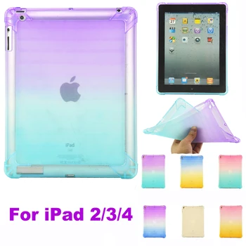 

Transparent Shockproof Case For iPad 2/3/4 iPad 4 A1460 Silicone Soft back Cover Clear Gradient Color Ultra Slim Shell Cover