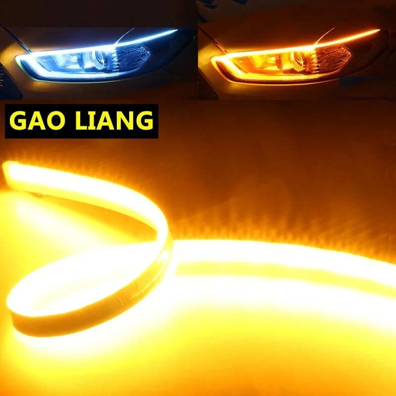 

2Pcs Auto led water steering daily light running ultra-thin light guide strip streamer mercedes light crystal tear-eyemotive