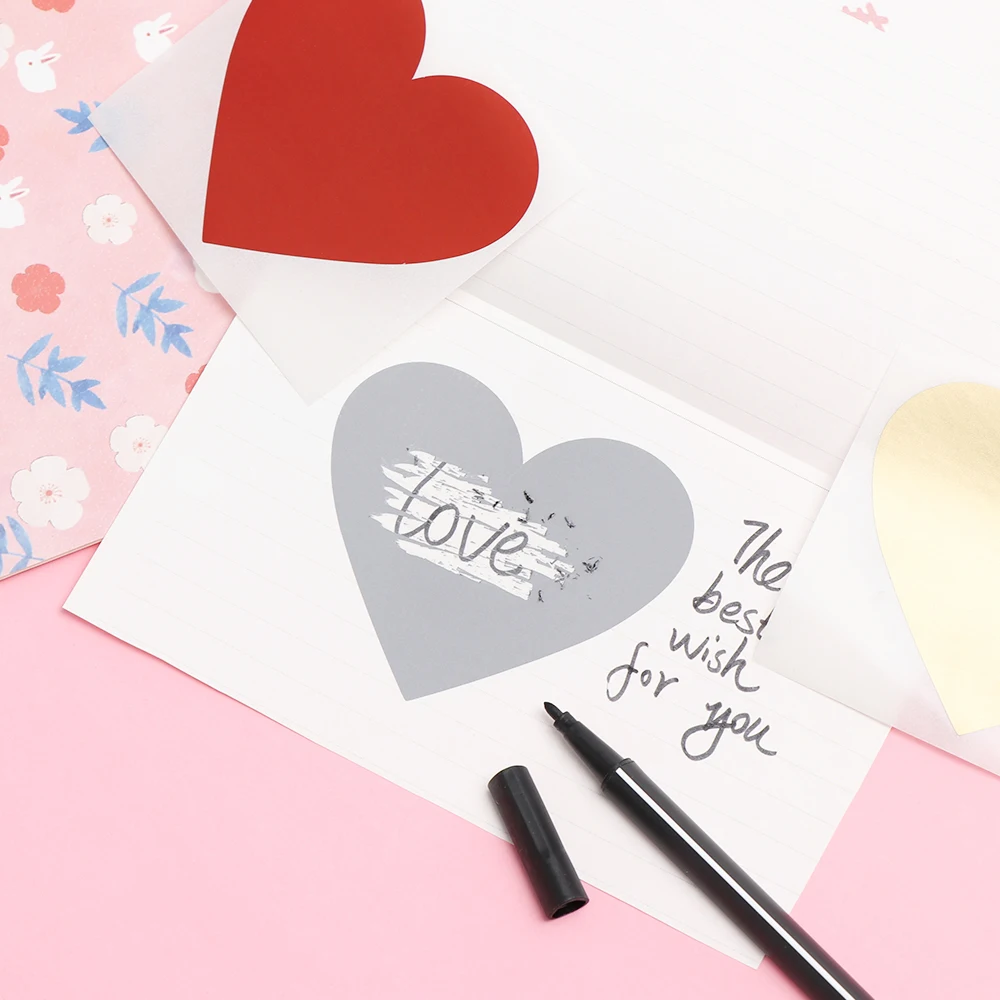 

20PCS/Pack DIY Heart Scratch Coating Sticker Note Decoration Label Multifunction Surprise lover Gift Message Paper Craft