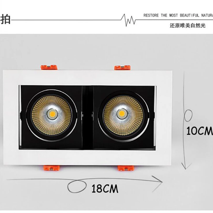 Квадратные светодиодные потолочные светильники CREE COB 10 Вт 2x10вт двойная головка