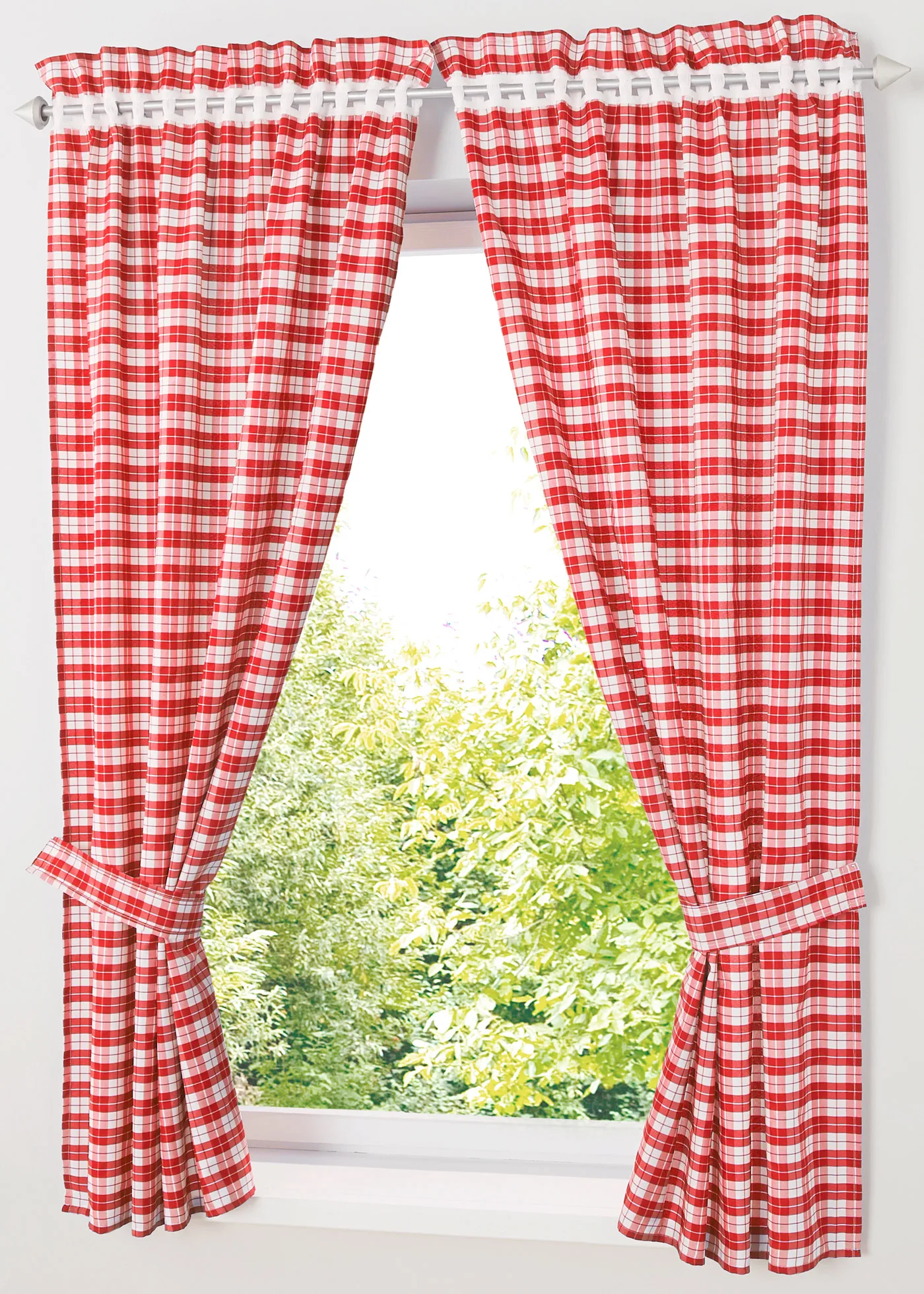 Pastoral Red/ Blue Plaid Short Curtains for Kitchen Window Treatments Kids Room Curtains for Bedroom Living Room Roman Blinds